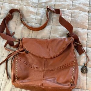 The Sak Brown Leather Crossbody Bag | Stud Detail | Adjustable Strap | 9x8